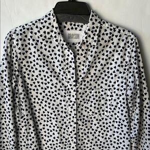 Grayson | The Hero Hearts Print Button Front Blouse size 2 (S)